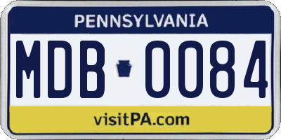 PA license plate MDB0084