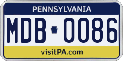 PA license plate MDB0086
