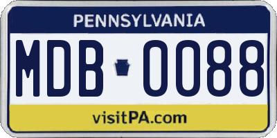 PA license plate MDB0088