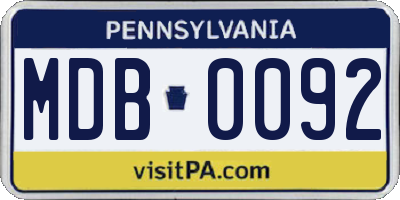 PA license plate MDB0092