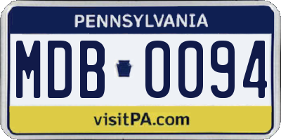 PA license plate MDB0094