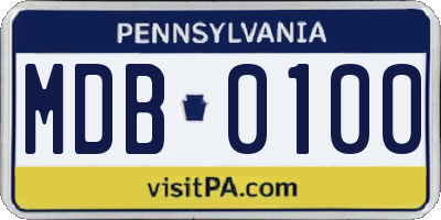 PA license plate MDB0100