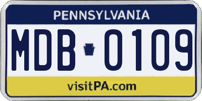 PA license plate MDB0109