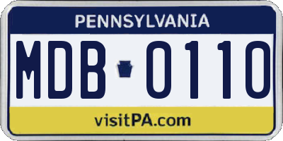 PA license plate MDB0110