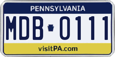 PA license plate MDB0111