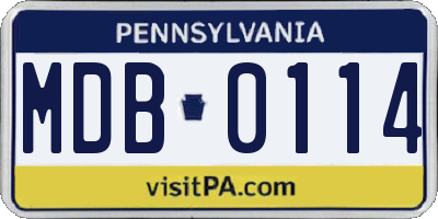 PA license plate MDB0114