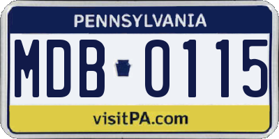 PA license plate MDB0115