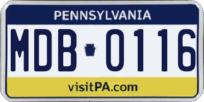 PA license plate MDB0116