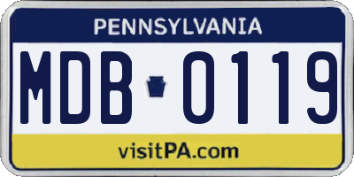 PA license plate MDB0119