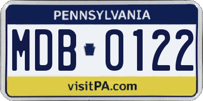 PA license plate MDB0122