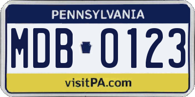 PA license plate MDB0123
