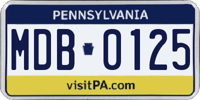 PA license plate MDB0125