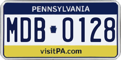 PA license plate MDB0128