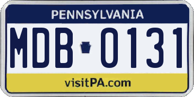PA license plate MDB0131