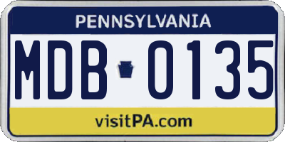PA license plate MDB0135