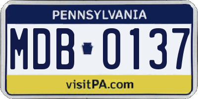 PA license plate MDB0137