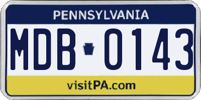 PA license plate MDB0143