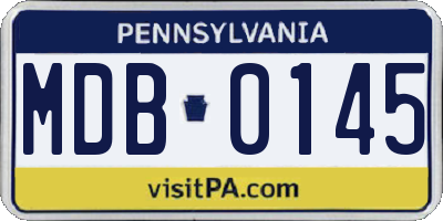 PA license plate MDB0145