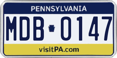 PA license plate MDB0147