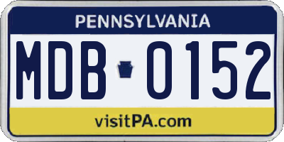PA license plate MDB0152