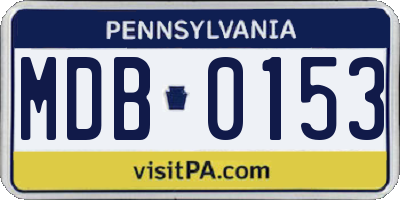 PA license plate MDB0153