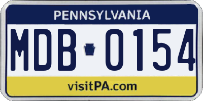 PA license plate MDB0154