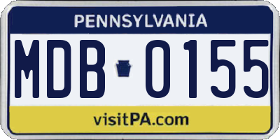 PA license plate MDB0155