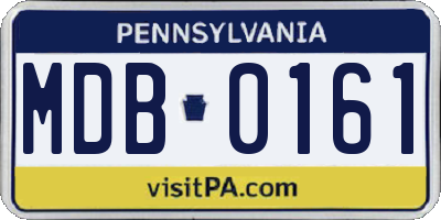 PA license plate MDB0161