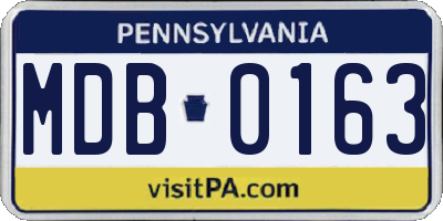 PA license plate MDB0163