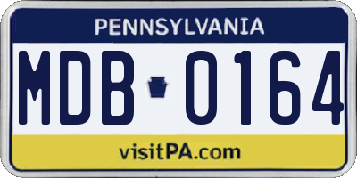 PA license plate MDB0164