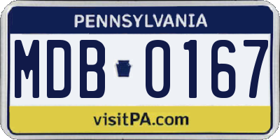 PA license plate MDB0167