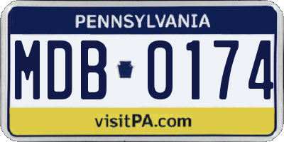PA license plate MDB0174