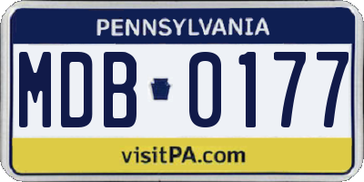 PA license plate MDB0177