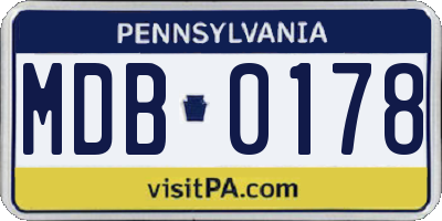 PA license plate MDB0178