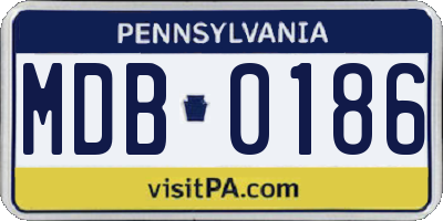 PA license plate MDB0186