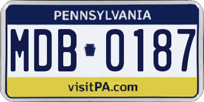PA license plate MDB0187
