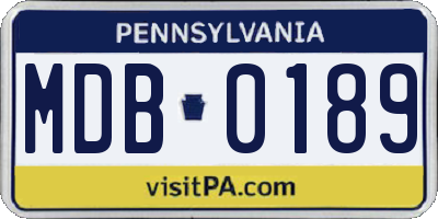 PA license plate MDB0189