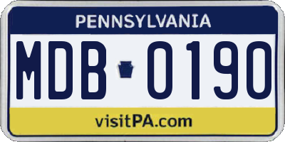 PA license plate MDB0190
