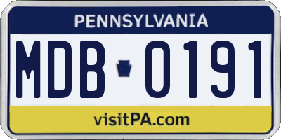 PA license plate MDB0191
