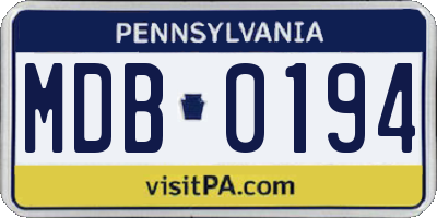 PA license plate MDB0194