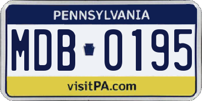 PA license plate MDB0195