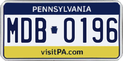 PA license plate MDB0196