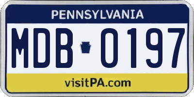 PA license plate MDB0197