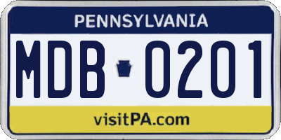 PA license plate MDB0201