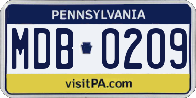 PA license plate MDB0209
