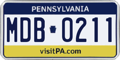 PA license plate MDB0211