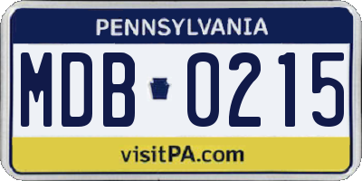 PA license plate MDB0215