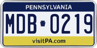 PA license plate MDB0219