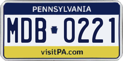 PA license plate MDB0221