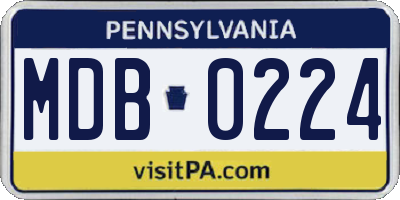 PA license plate MDB0224